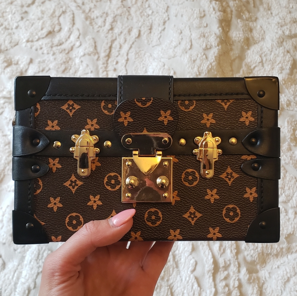 Brown Bag Crossbody Clutch Gold Hardware